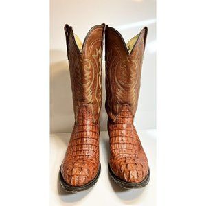 Genuine Exotic Caiman Skin Corral Boots, Brownish red, Men’s Size 9D, Unique.